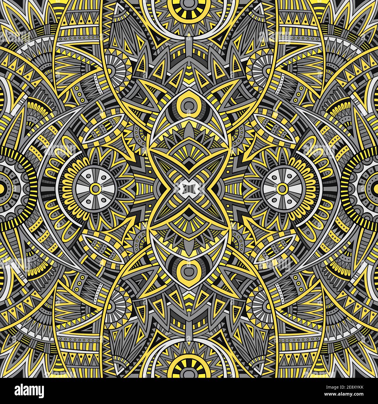 Astratto etnico vintage sfondo giallo e grigio. Illustrazione Vettoriale