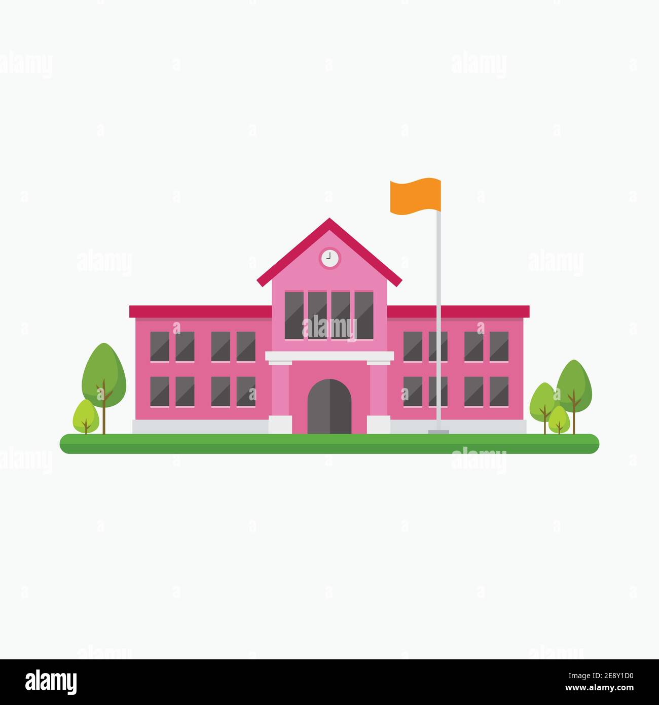Edificio scolastico in stile appartamento. Illustrazione vettoriale Illustrazione Vettoriale
