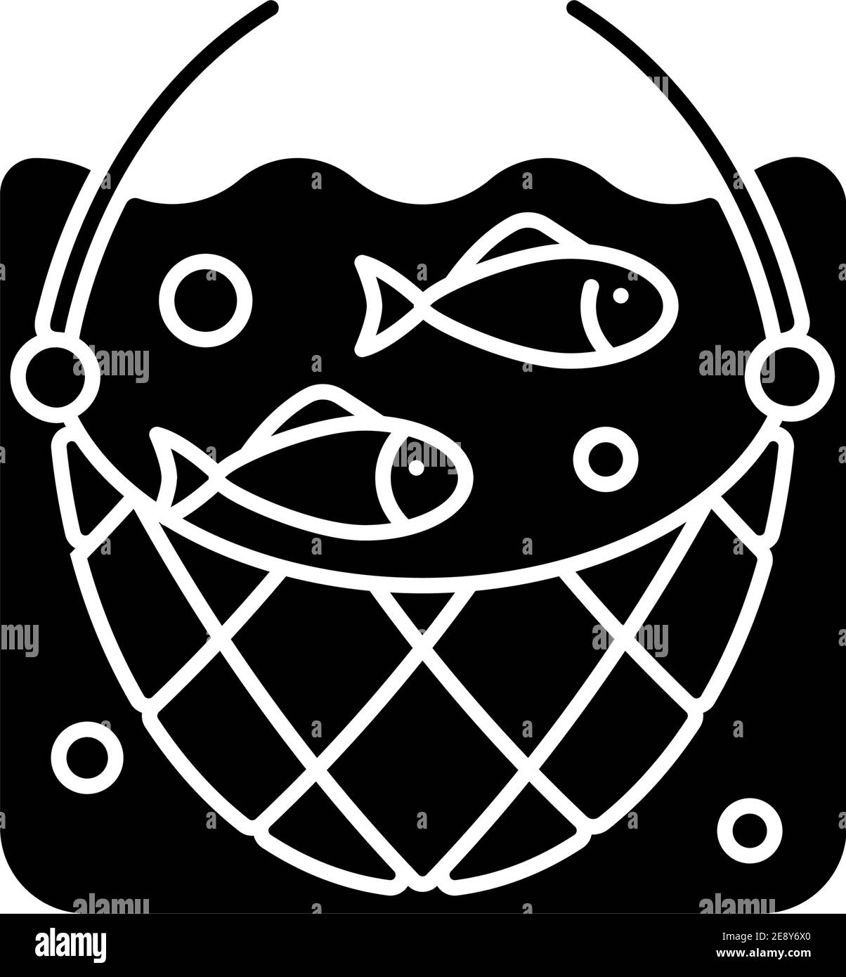 Icona glifo nero della rete da pesca Illustrazione Vettoriale