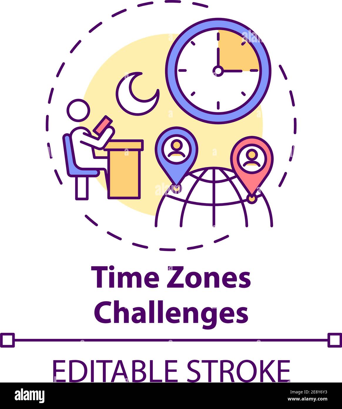 Icona di concetto delle sfide relative ai fusi orari Illustrazione Vettoriale