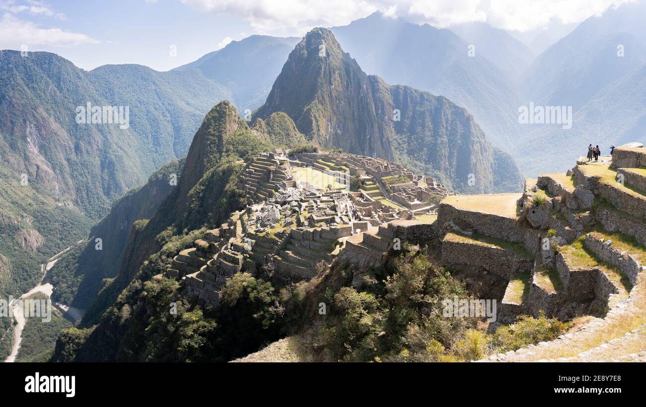 Panorama di Machu Picchu, Perù Foto Stock