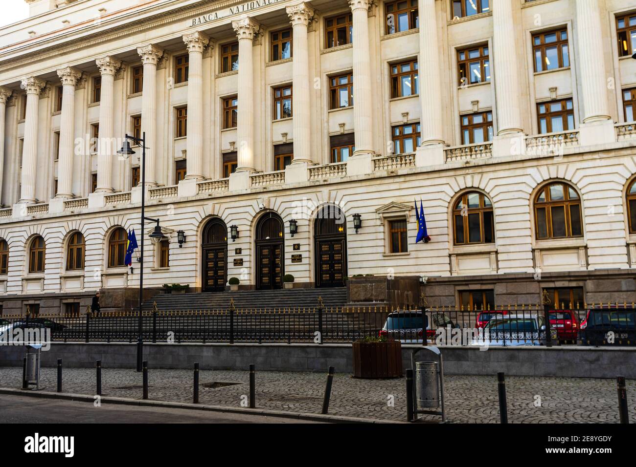 Banca nazionale di Romania (Banca Nationala a Romaniei). BNR è la banca centrale rumena. Sede centrale di BNR a Bucarest, Romania, 2020 Foto Stock
