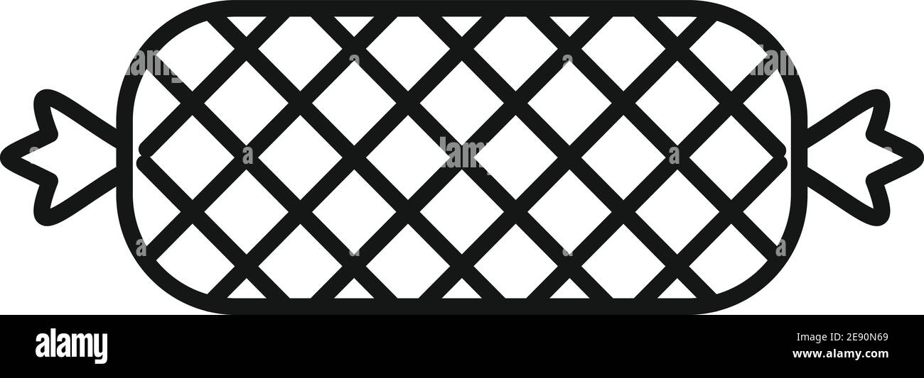 Icona salsiccia macellaio, stile contorno Illustrazione Vettoriale