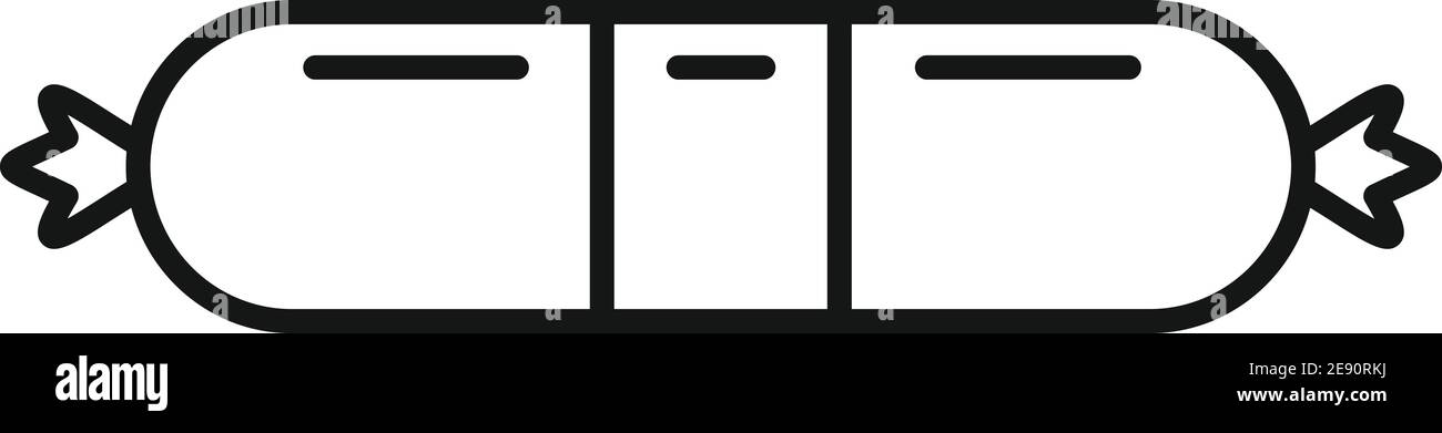 Icona salsiccia cruda, stile contorno Illustrazione Vettoriale