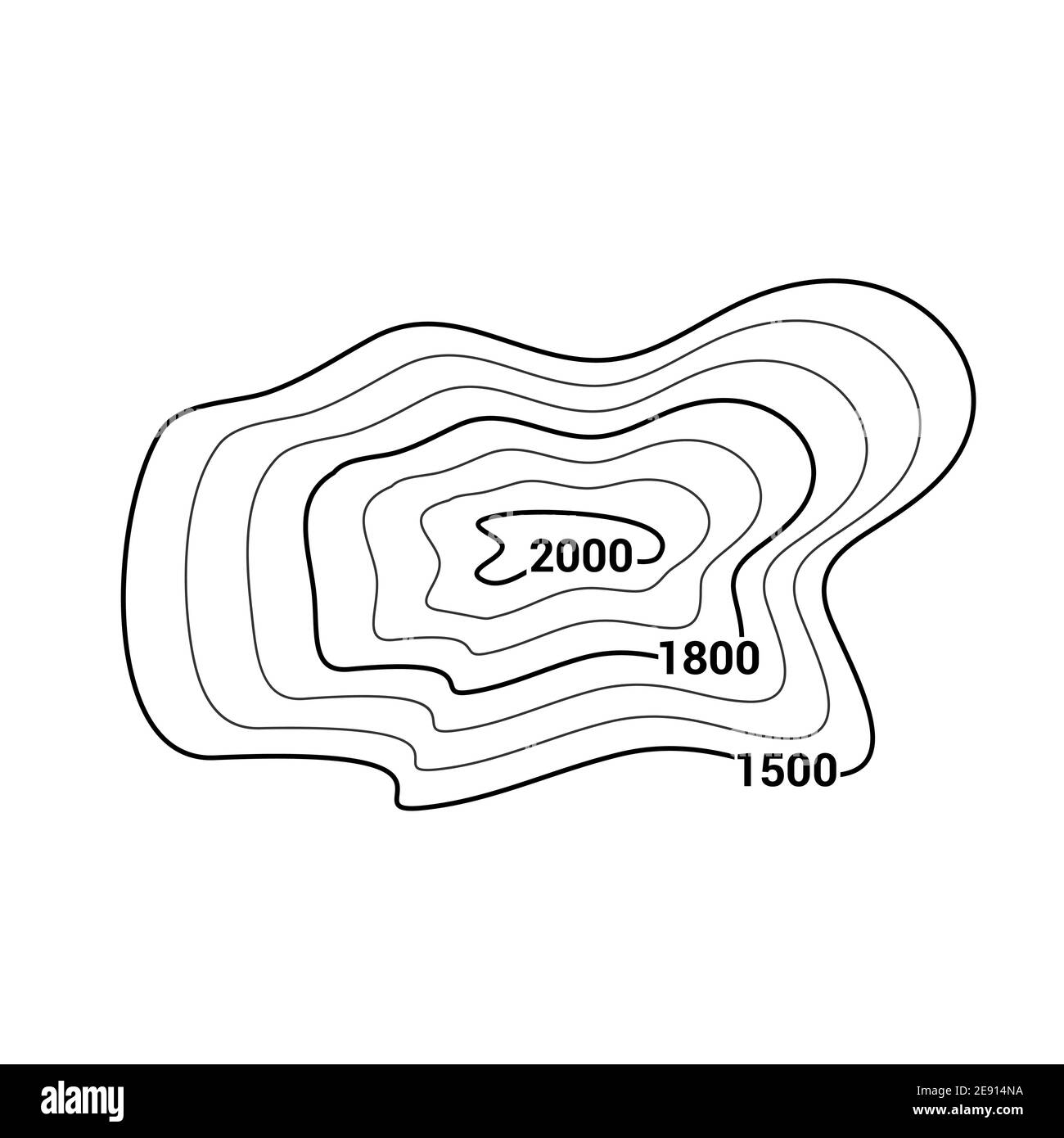 Mappa topografica contorno vettore montagna rilievo geografico sfondo. Mappa del contorno del terreno Illustrazione Vettoriale