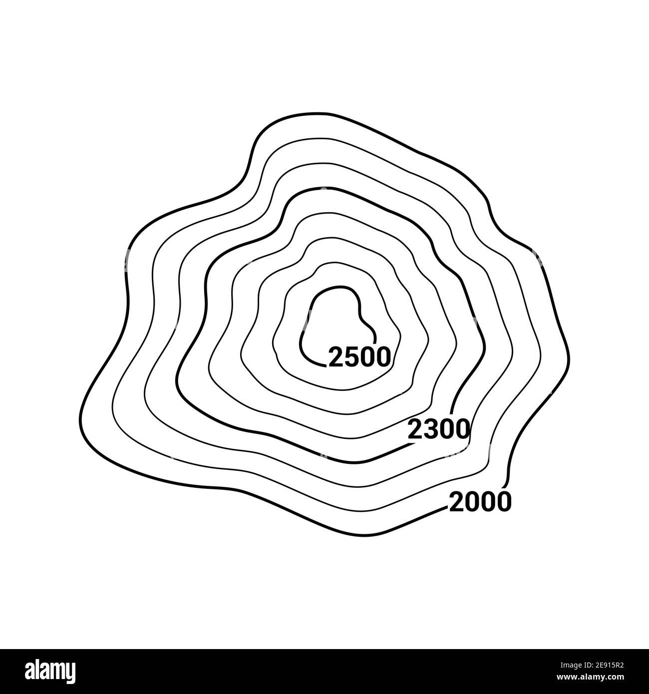 Mappa topografica contorno vettore montagna rilievo geografico sfondo. Mappa del contorno del terreno Illustrazione Vettoriale