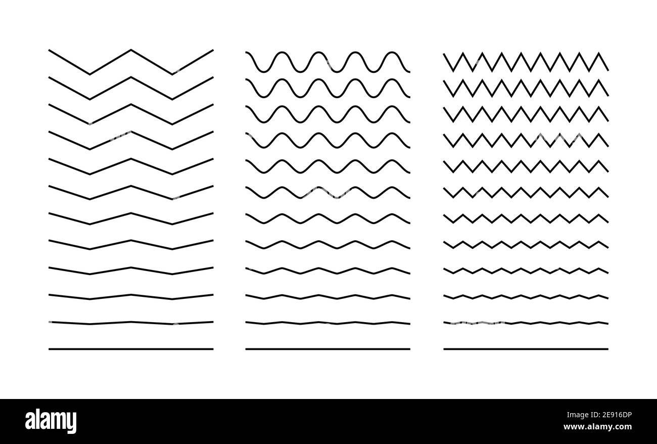 Vettore a zig-zag del tratto di onda lineare. Curva a squadra semplice tratto di linea a squadra Illustrazione Vettoriale