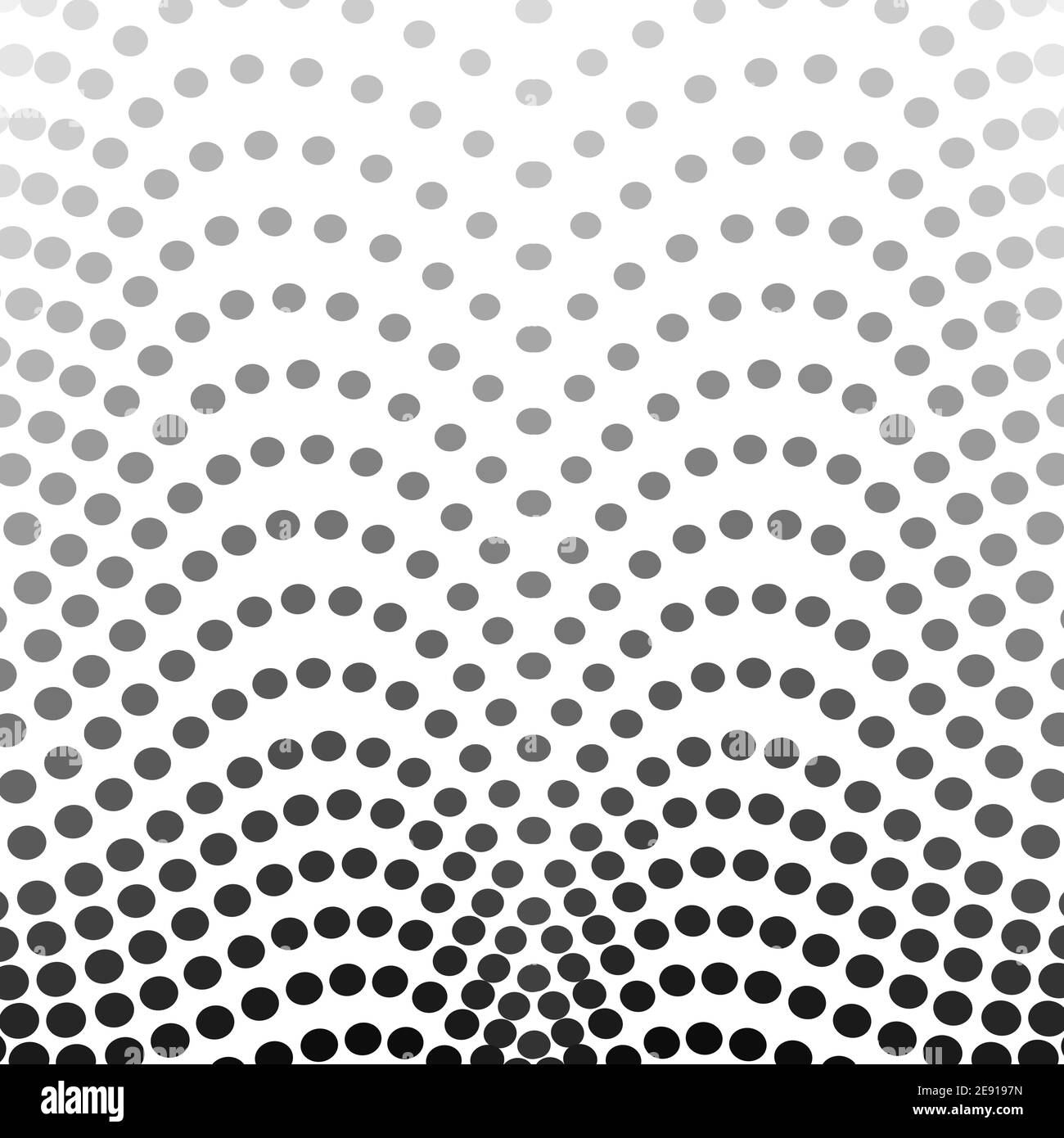 Modello simmetrico punteggiato. Nero, macchie grigie, sfondo bianco. Design con tecnologia monocromatica. Concetto di mezzitoni vettoriali. Linee di squiggle astratte. EPS10 Illustrazione Vettoriale