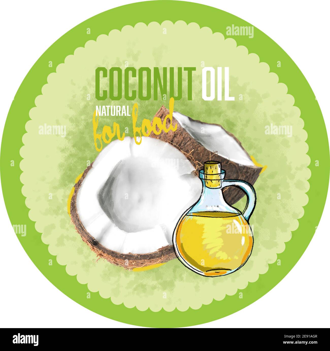 Mockup di etichetta per olio di cocco Foto Stock