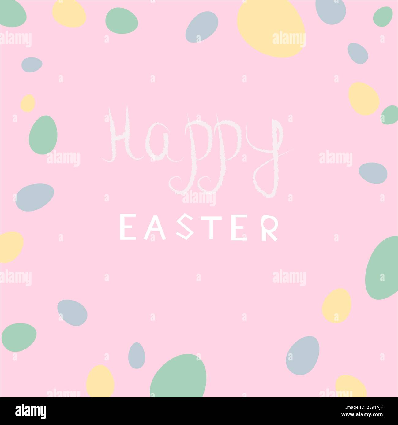 Carino carta pasquale con uova su sfondo rosa pastello Illustrazione Vettoriale
