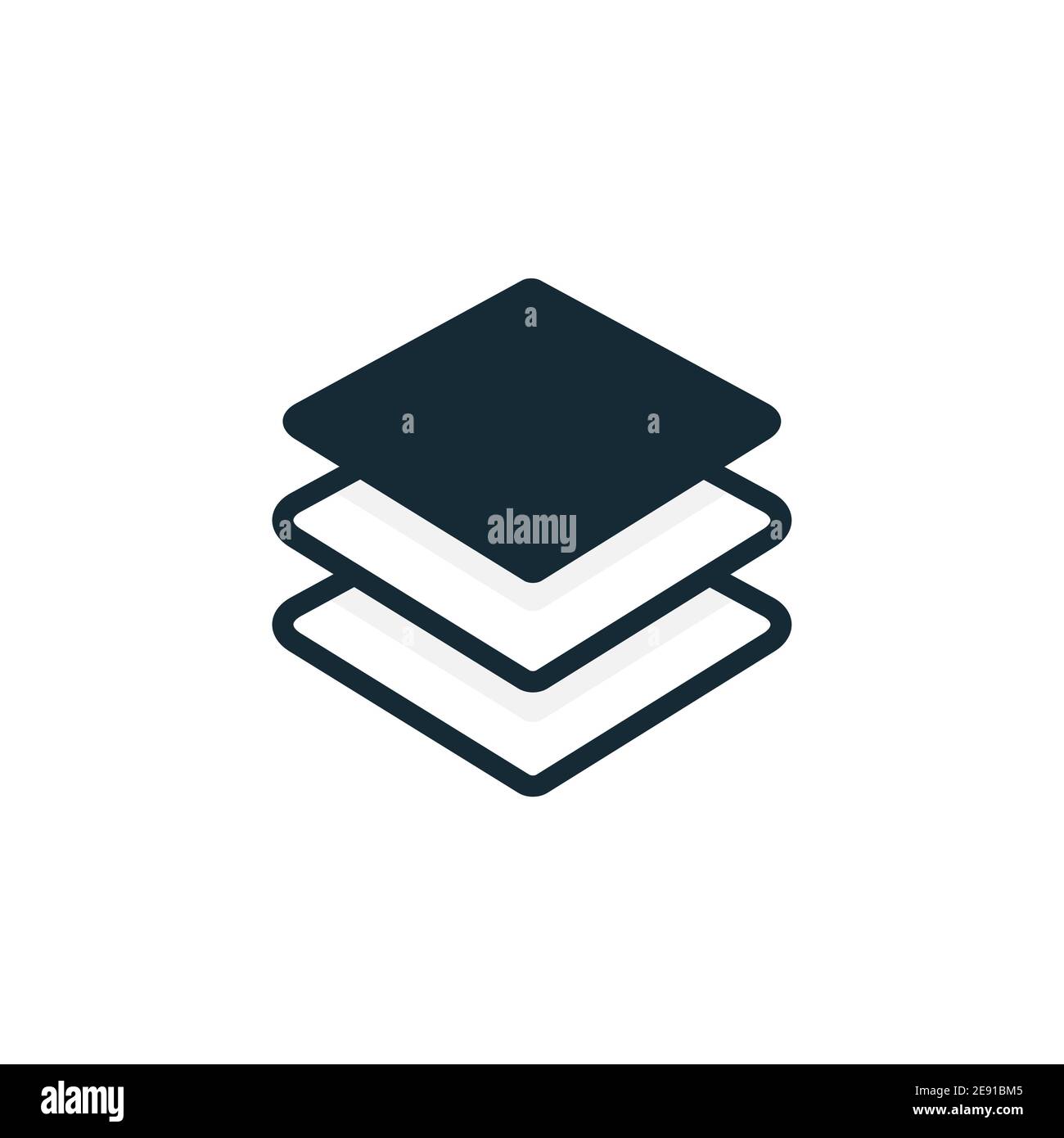 Logo vettoriale dell'icona del livello. Tecnologia a linea piatta con il simbolo della risma di carta. Icona elementi livelli Illustrazione Vettoriale