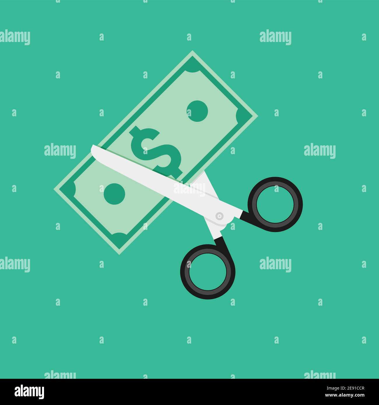 Icona vettore di taglio dei costi. Prezzo più conveniente ridurre icona piatta, sconto tasso di riduzione Illustrazione Vettoriale