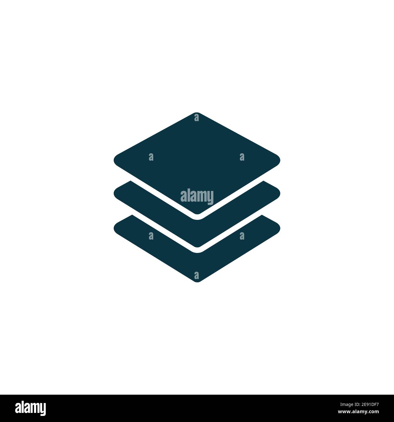 Logo vettoriale dell'icona del livello. Tecnologia a linea piatta con il simbolo della risma di carta. Icona elementi livelli. Illustrazione Vettoriale