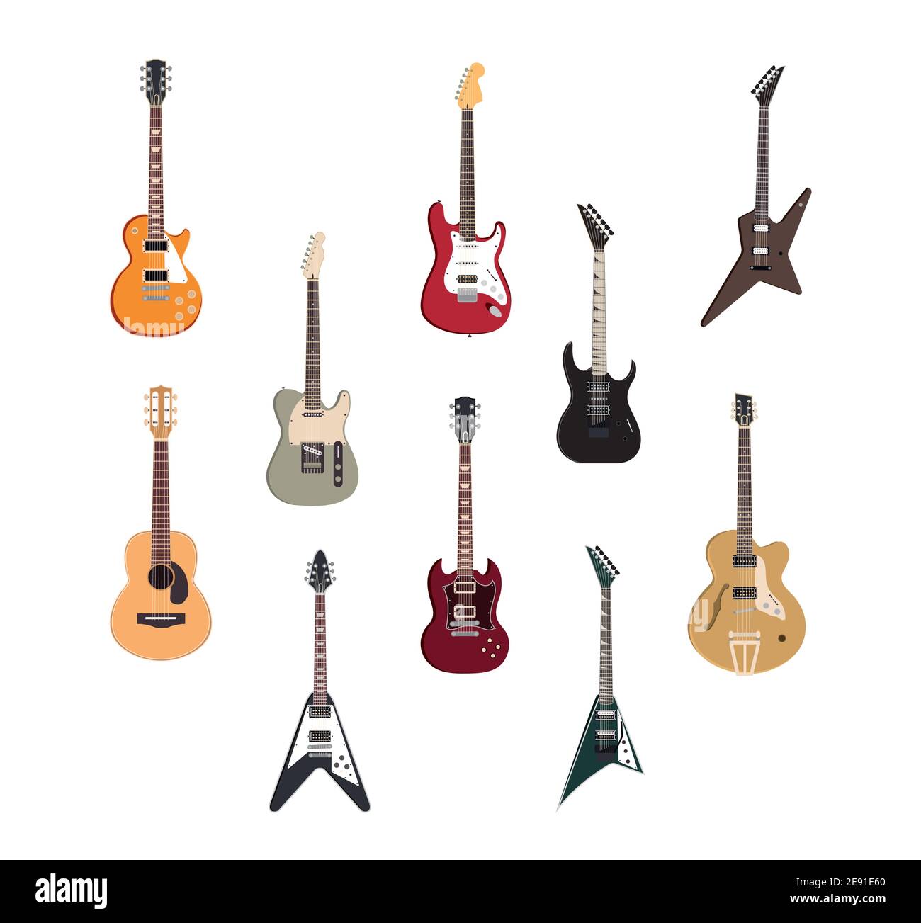 chitarra elettrica rock, jazz acustico e archi metallici strumenti musicali  illustrazione vettoriale Immagine e Vettoriale - Alamy