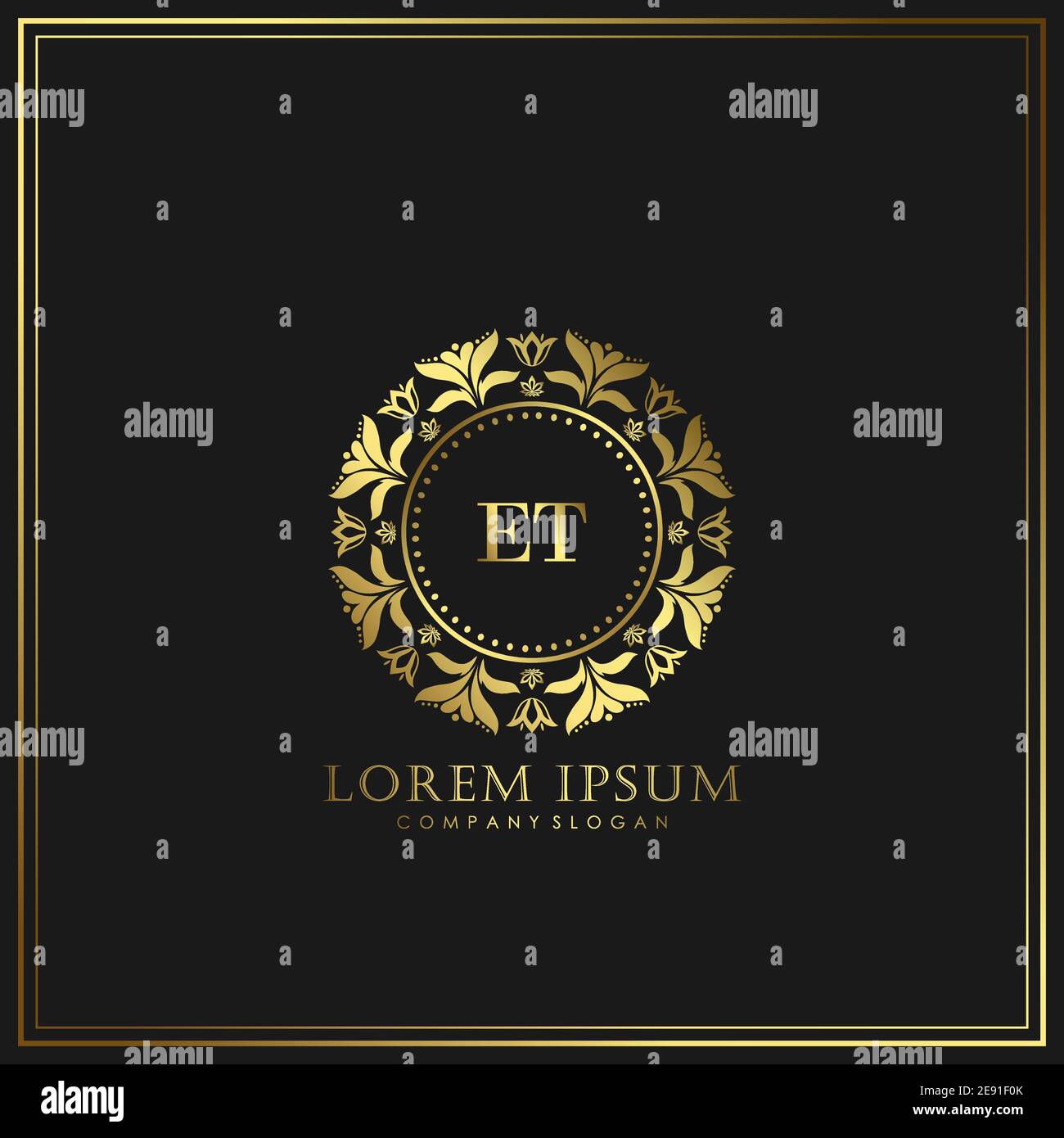 ET Initial Letter Luxury Logo template in Vector per Ristorante, Royalty, Boutique, Cafe, Hotel, Araldico, Gioielli, Moda e altri illustrat vettoriali Illustrazione Vettoriale