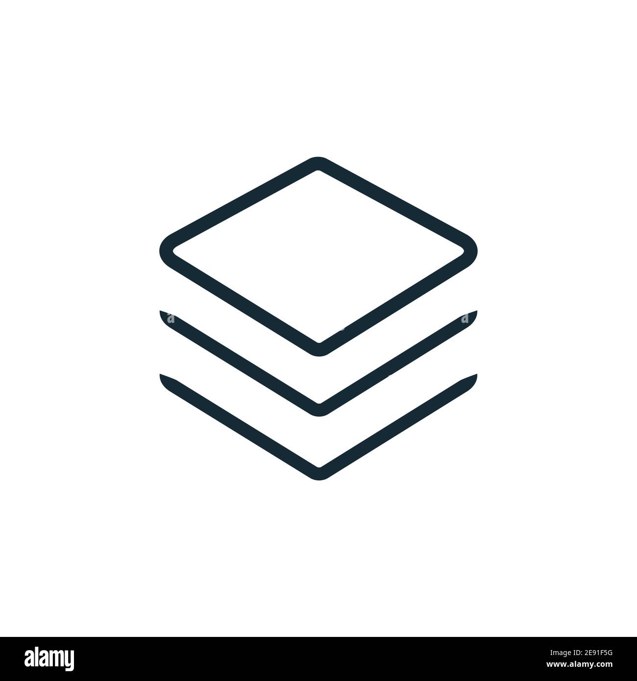 Logo vettoriale dell'icona del livello. Tecnologia a linea piatta con il simbolo della risma di carta. Icona elementi livelli Illustrazione Vettoriale