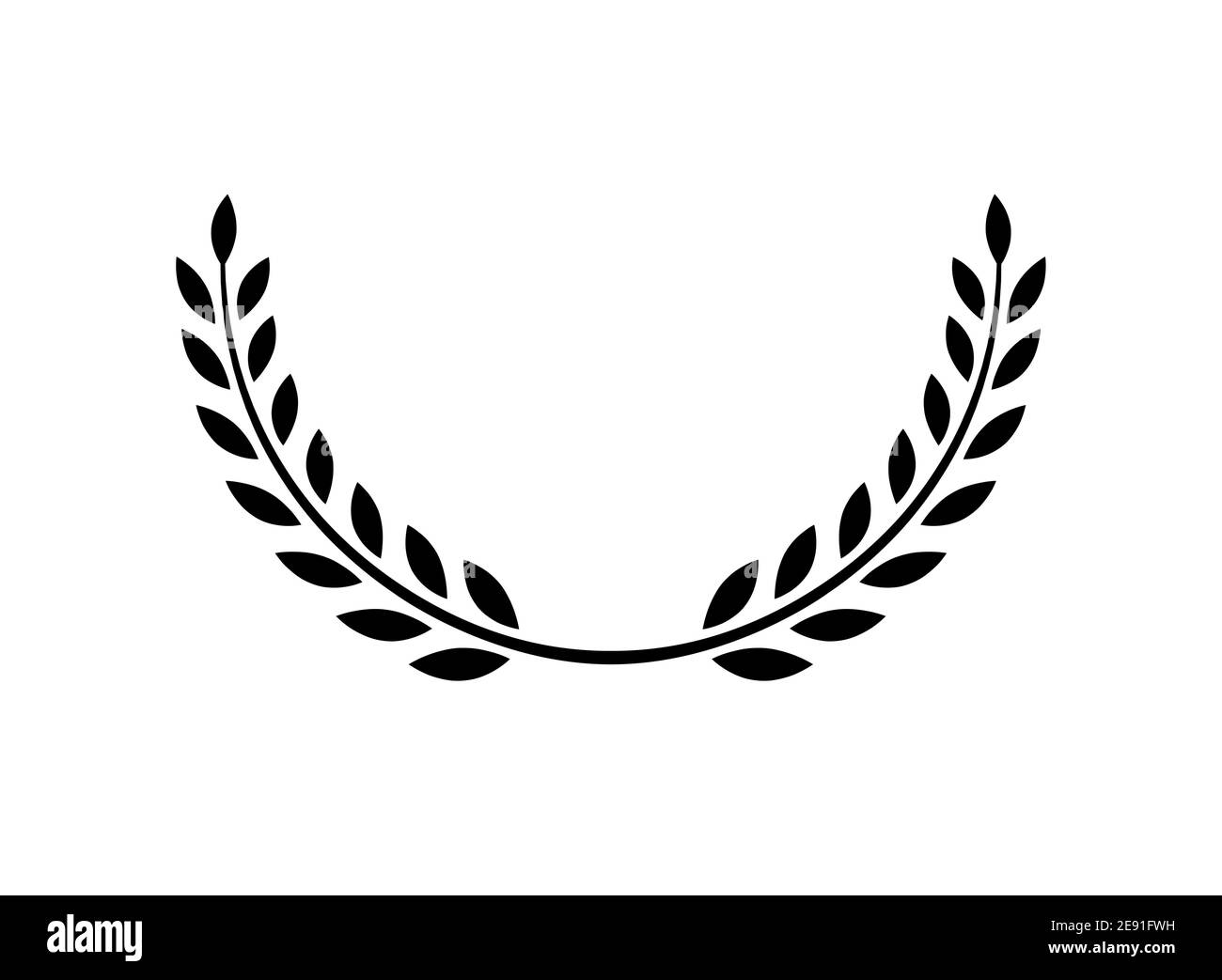 Laurel wreath vettore premio ramo vittoria icona. Vincitore corona d'alloro vintage emblema foglia Illustrazione Vettoriale