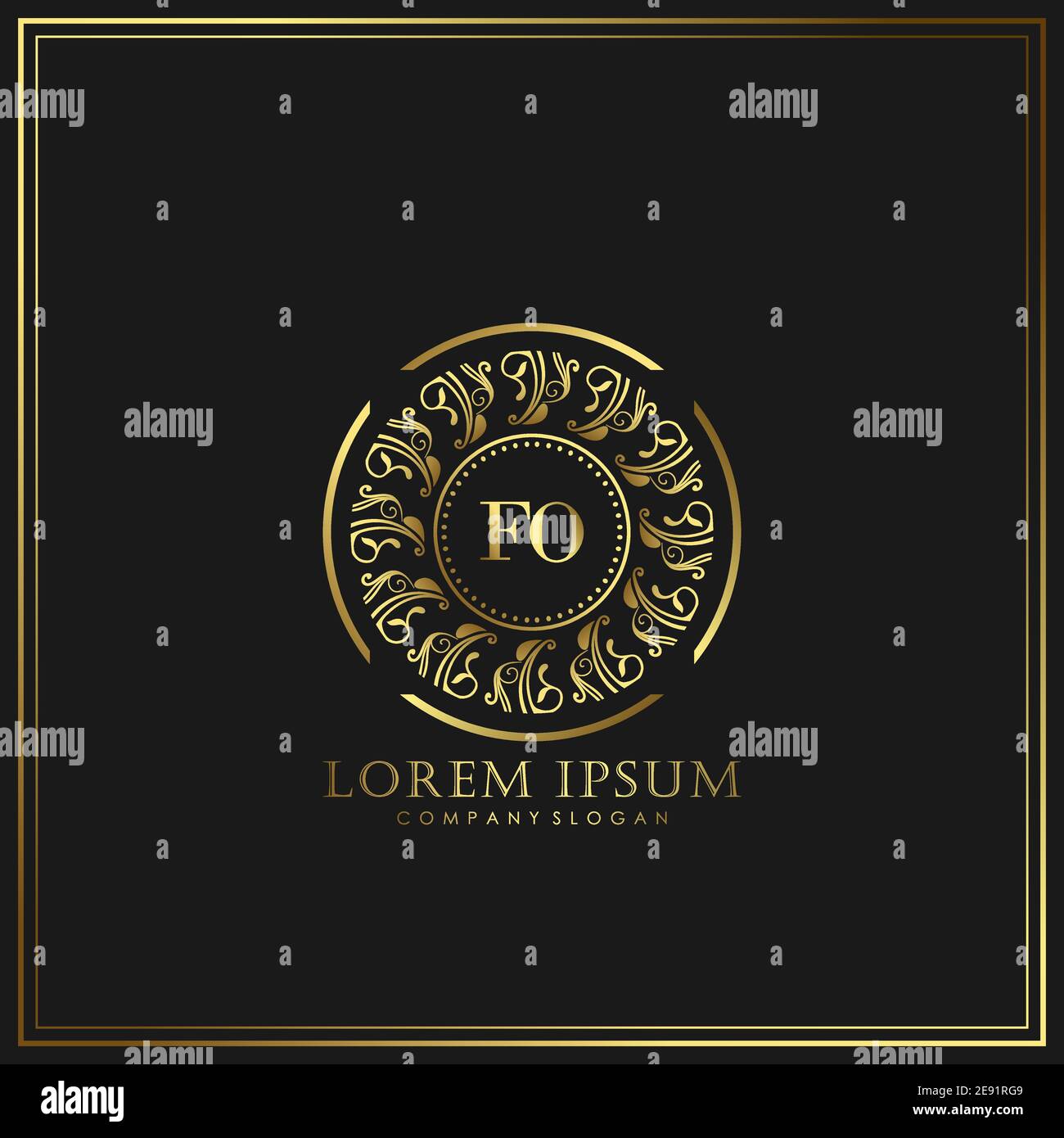 FO Initial Letter Luxury Logo template in Vector per Ristorante, Royalty, Boutique, Cafe, Hotel, Heraldic, Gioielli, Moda e altri illustrat vettoriali Illustrazione Vettoriale