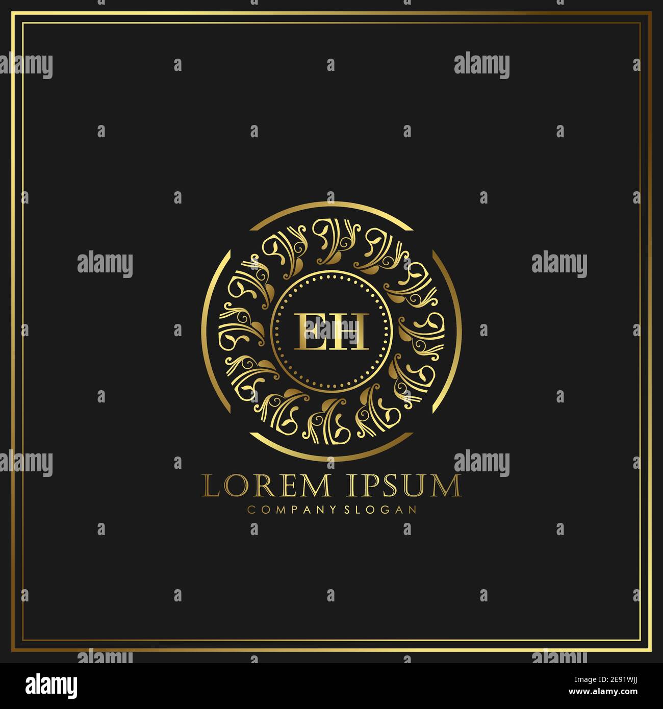 Modello EH Initial Letter Luxury Logo in Vector per ristoranti, Royalty, Boutique, Cafe, Hotel, Heraldic, Gioielli, Moda e altri illustrat vettoriali Illustrazione Vettoriale