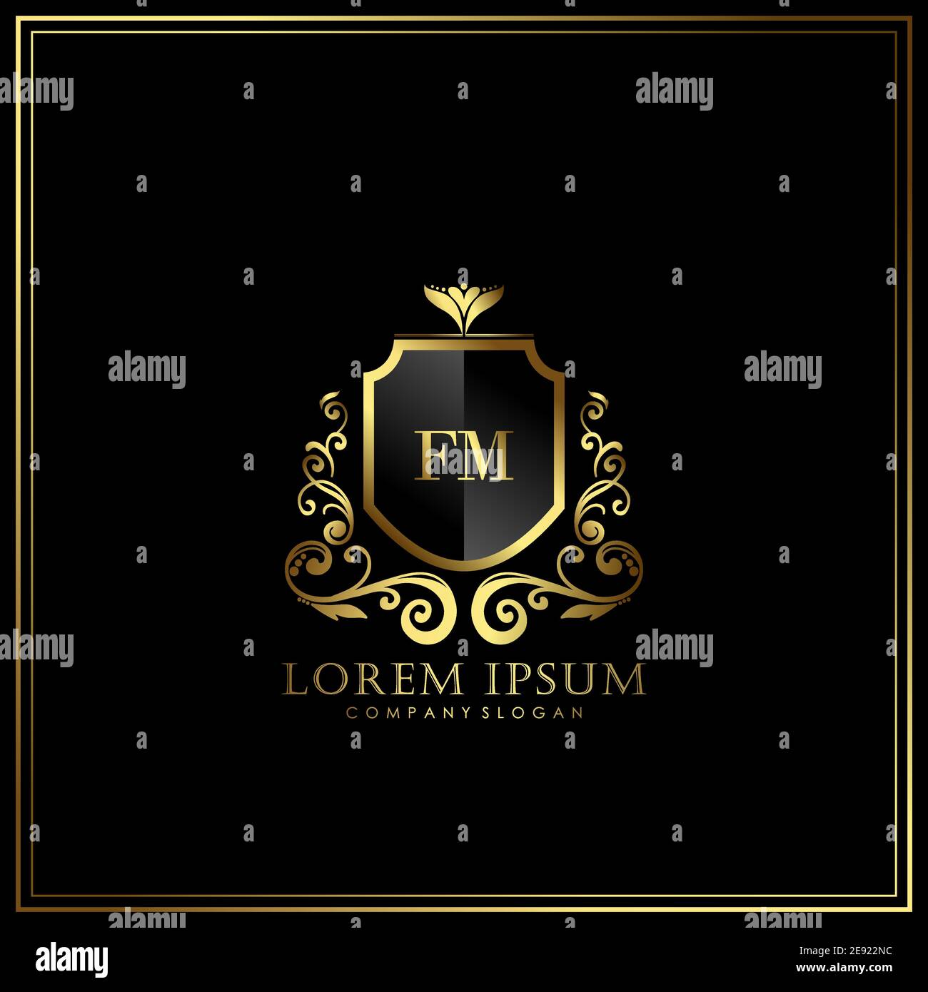 Modello di logo FM Initial Letter Luxury in Vector per ristoranti, Royalty, Boutique, caffè, hotel, araldici, gioielli, moda e altri illustri vettoriali Illustrazione Vettoriale