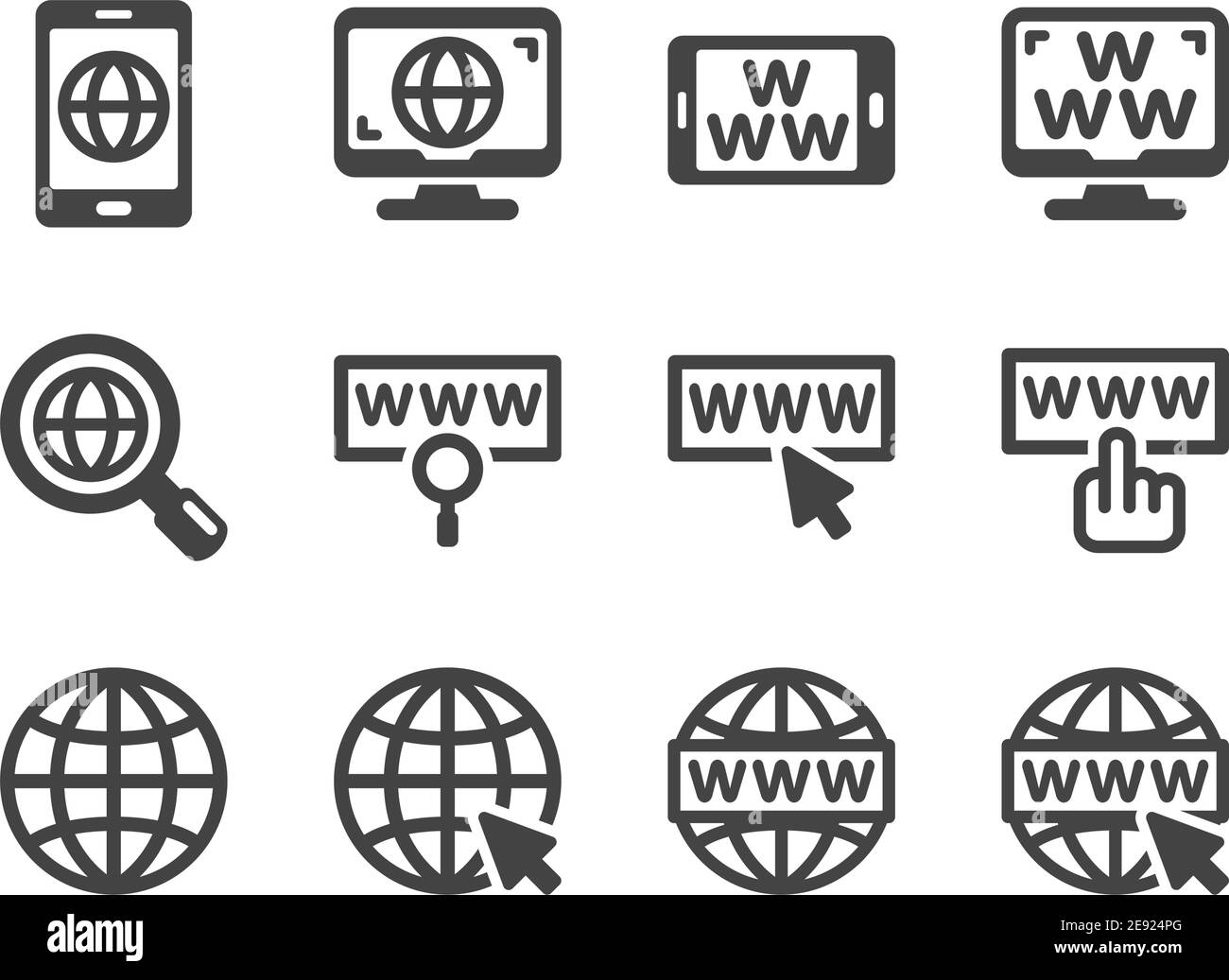 icona world wide web, vettore e illustrazione Illustrazione Vettoriale