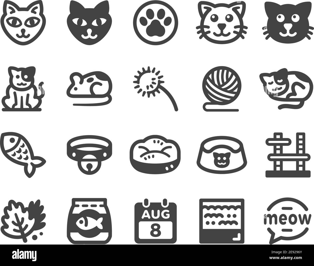 set di icone cat, vettore e illustrazione Illustrazione Vettoriale