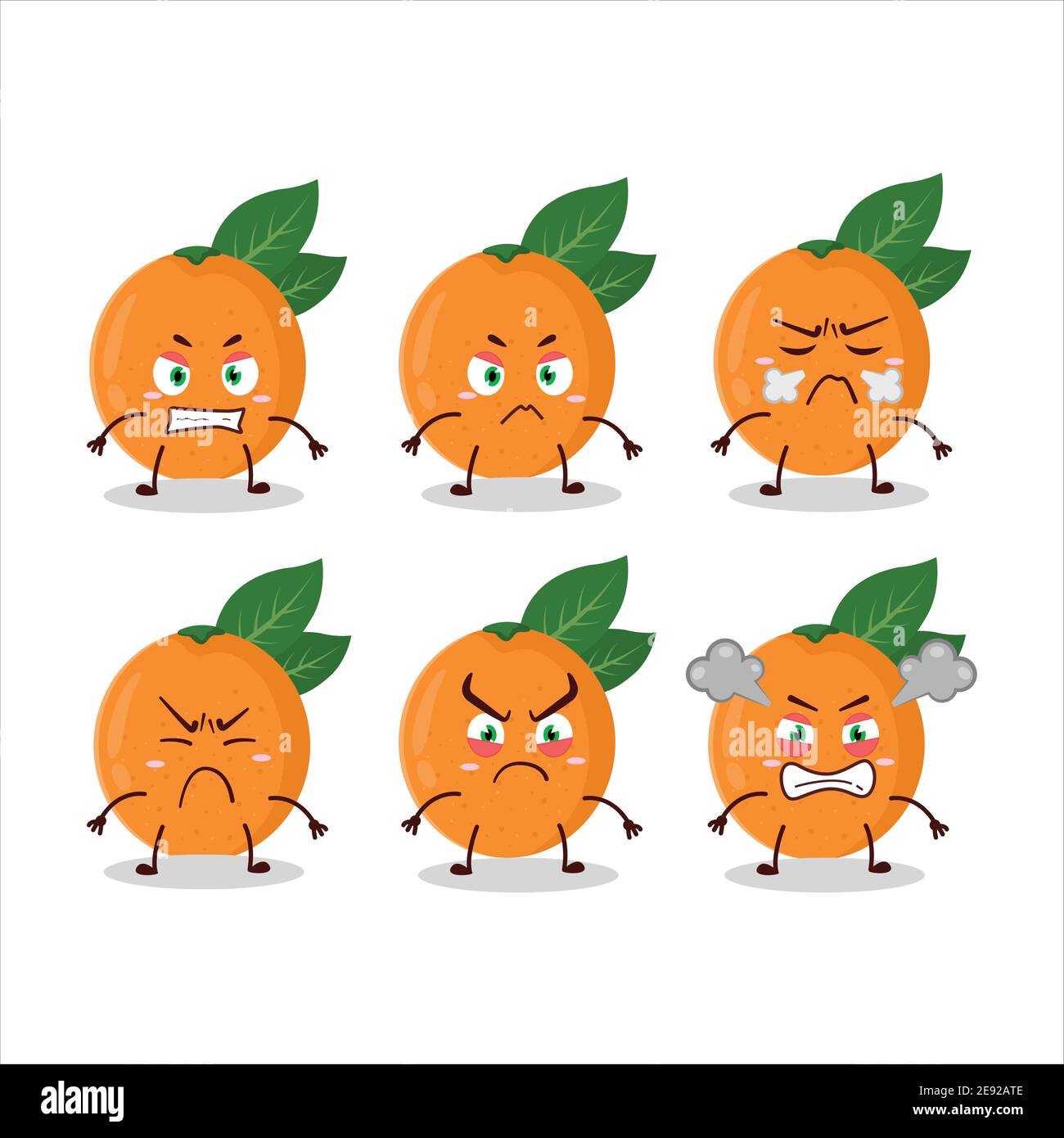Personaggio cartoon grapefruit con varie espressioni arrabbiate. Illustrazione vettoriale Illustrazione Vettoriale