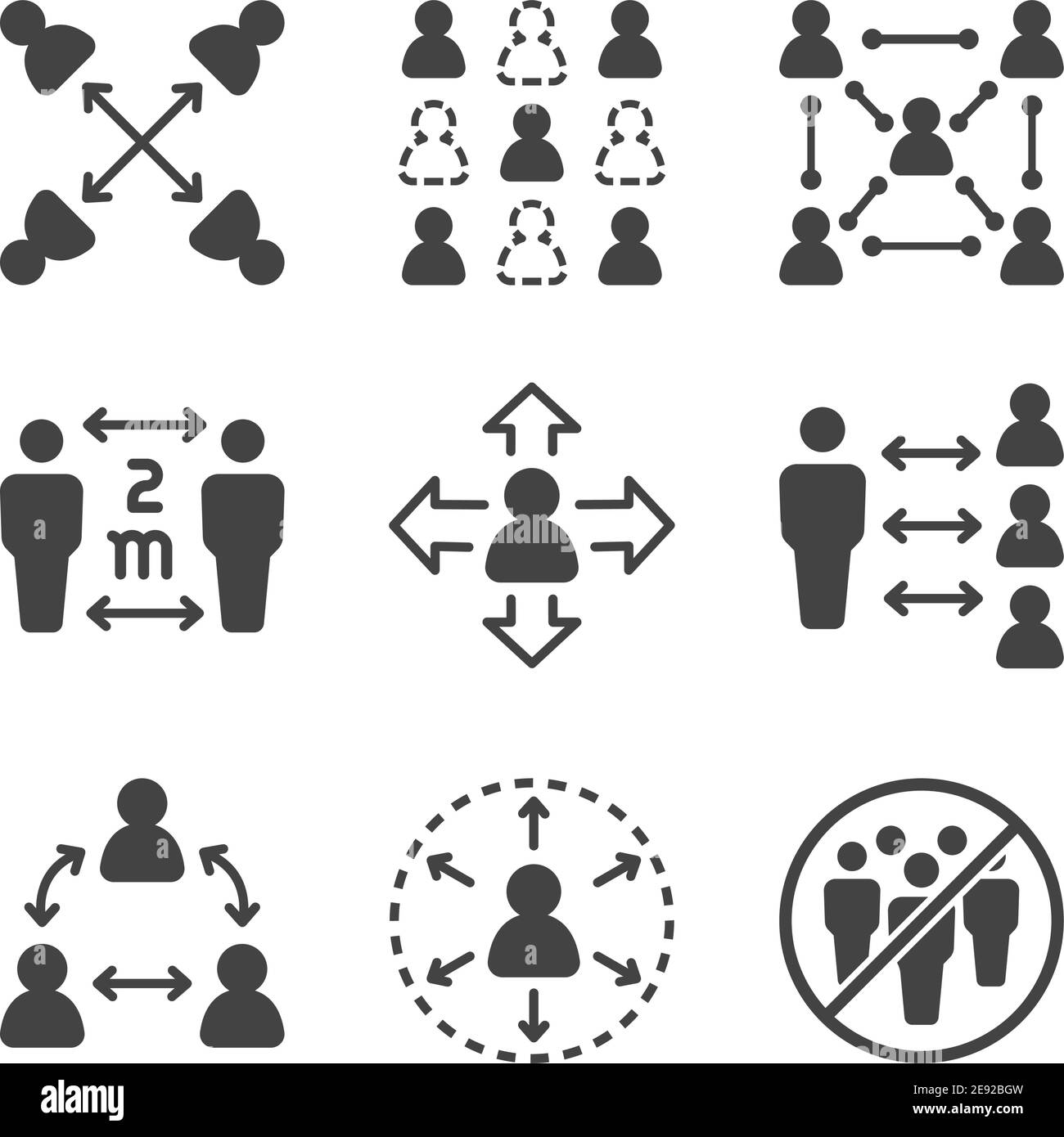 insieme di icone di social distancing, vettore e illustrazione Illustrazione Vettoriale