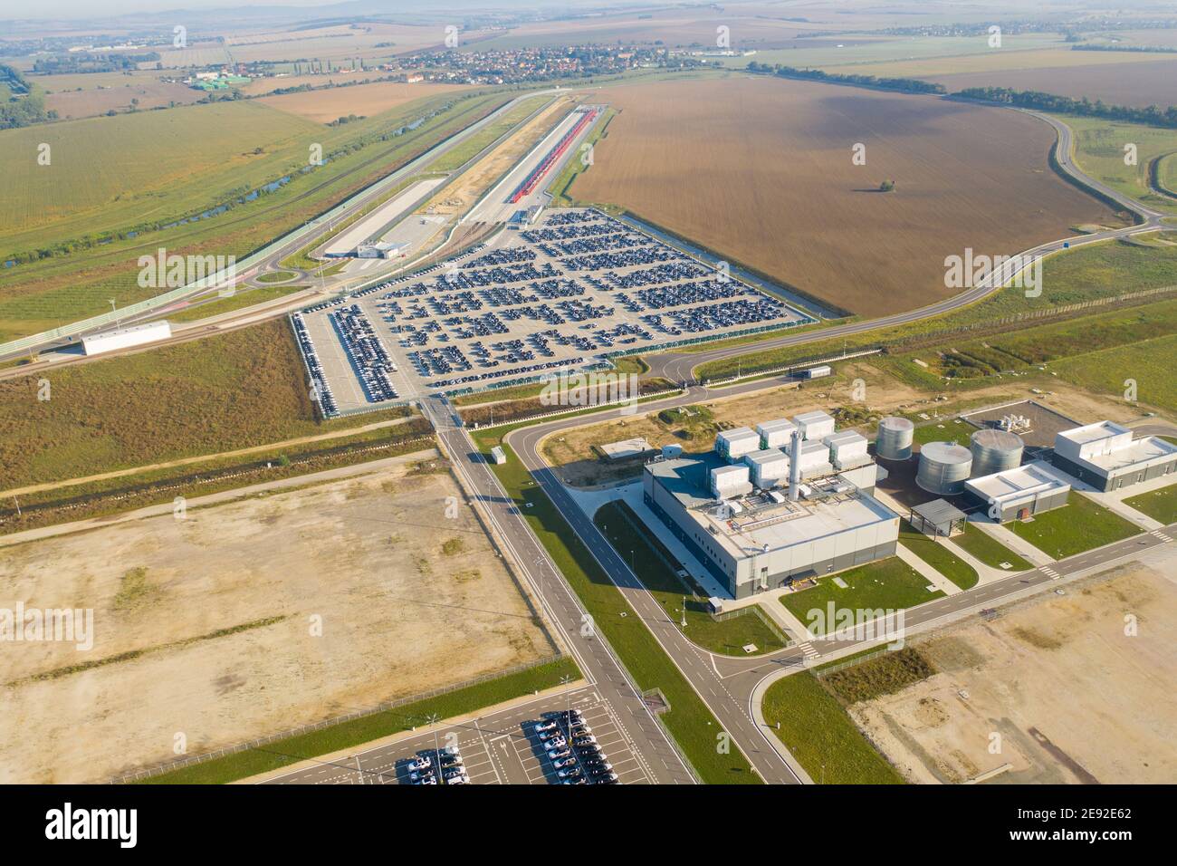 Vista aerea dell'industria automobilistica, Foto Stock