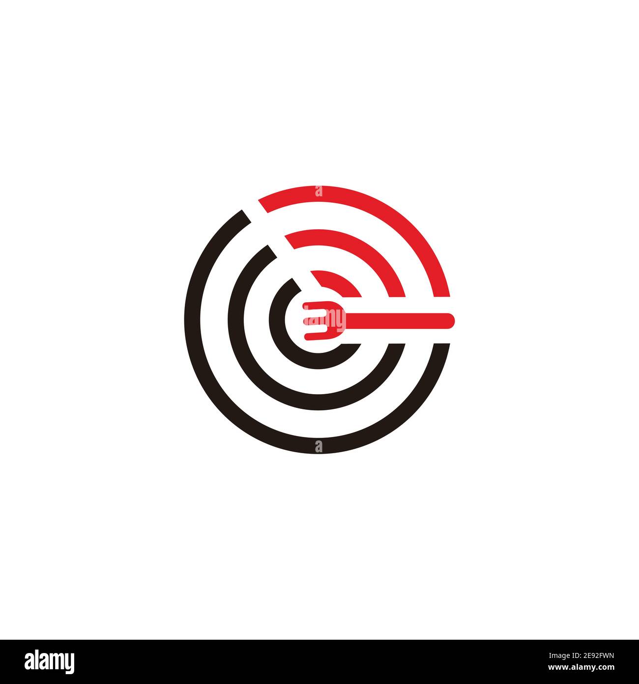 lettera c cucchiaio forchetta libero wifi ristorante logo vettore Illustrazione Vettoriale