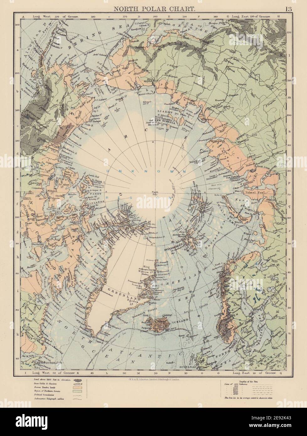 GRAFICO POLARE NORD. Artico. Percorsi esploratori. Nansen 1895. Abruzzo 1900 1901 mappa Foto Stock