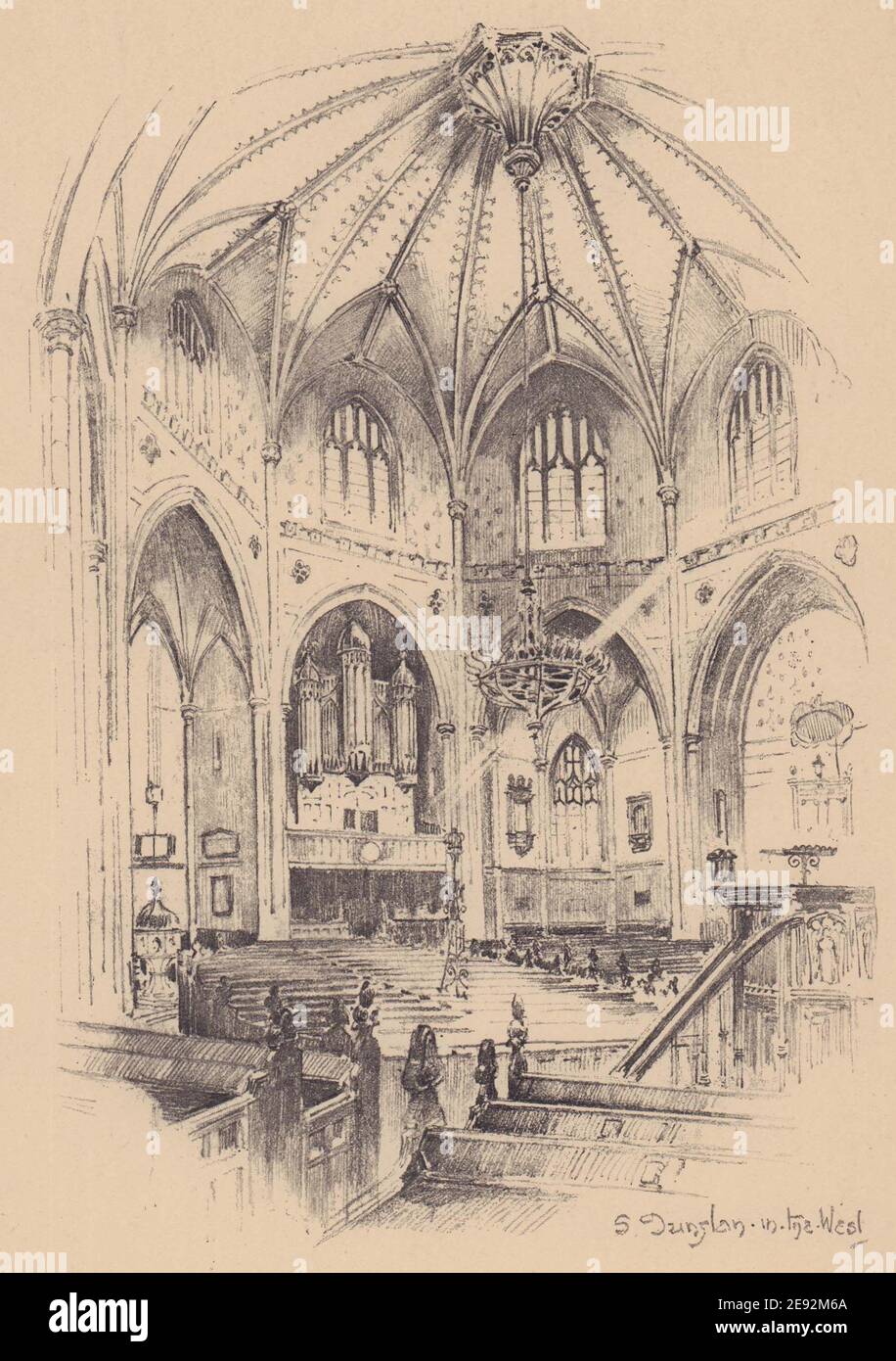 Interno della chiesa di St. Dunstan-in-the-West. Fleet Street. Città di Londra 1904 Foto Stock