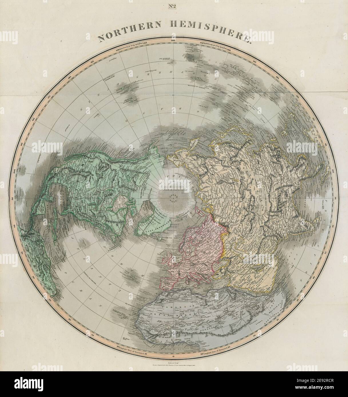 "Emisfero settentrionale". Europa artica Asia Africa America. THOMSON 1817 vecchia mappa Foto Stock
