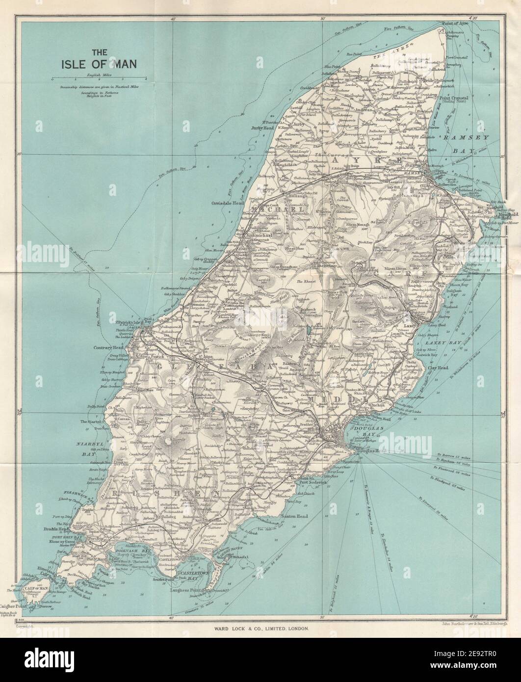 La mappa turistica d'epoca DELL'ISOLA DI MAN. Douglas Ramsey Peel. BLOCCO DI SICUREZZA 1962 Foto Stock