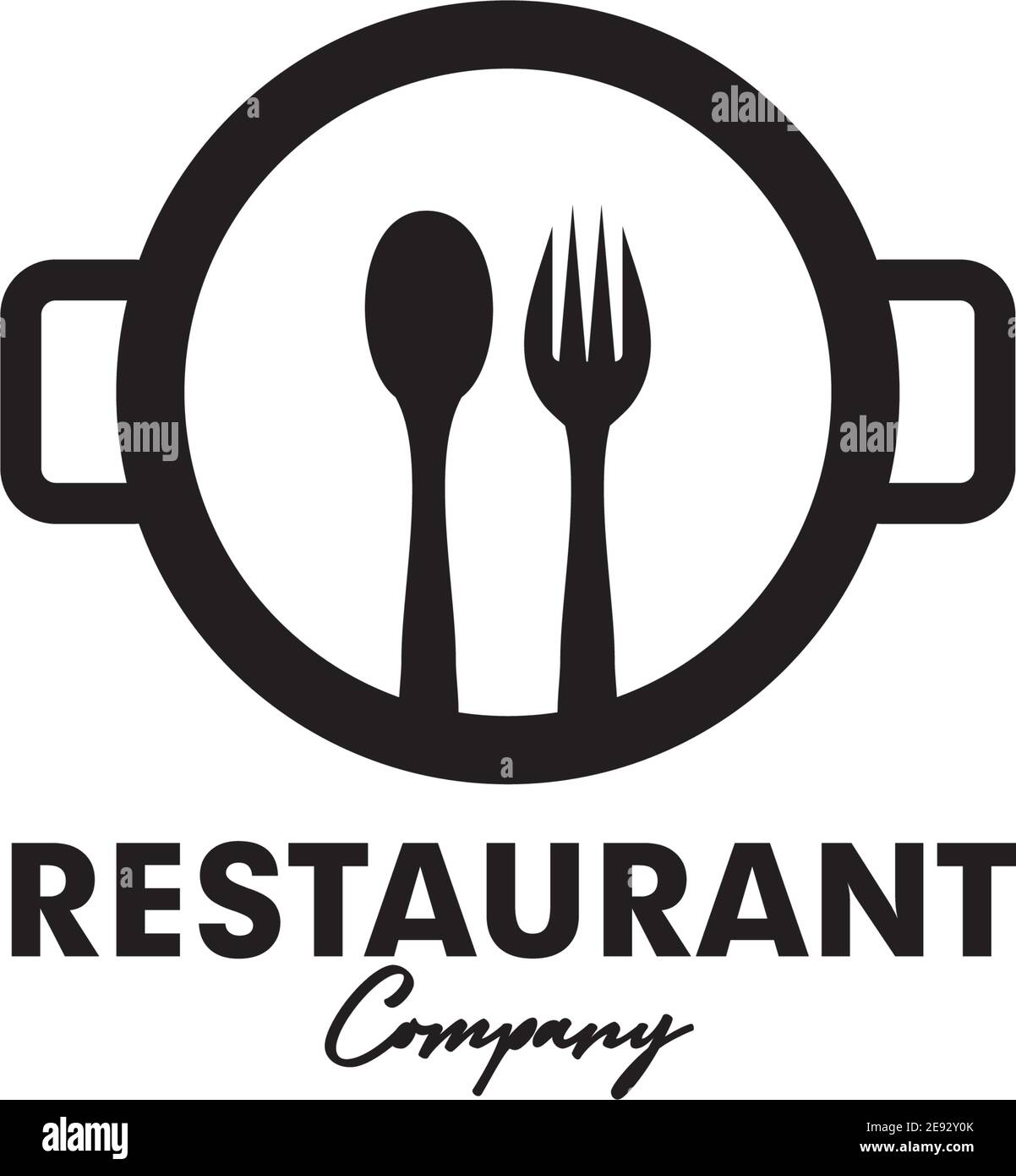 Modello di illustrazione vettoriale del disegno del logo dell'icona del ristorante Illustrazione Vettoriale
