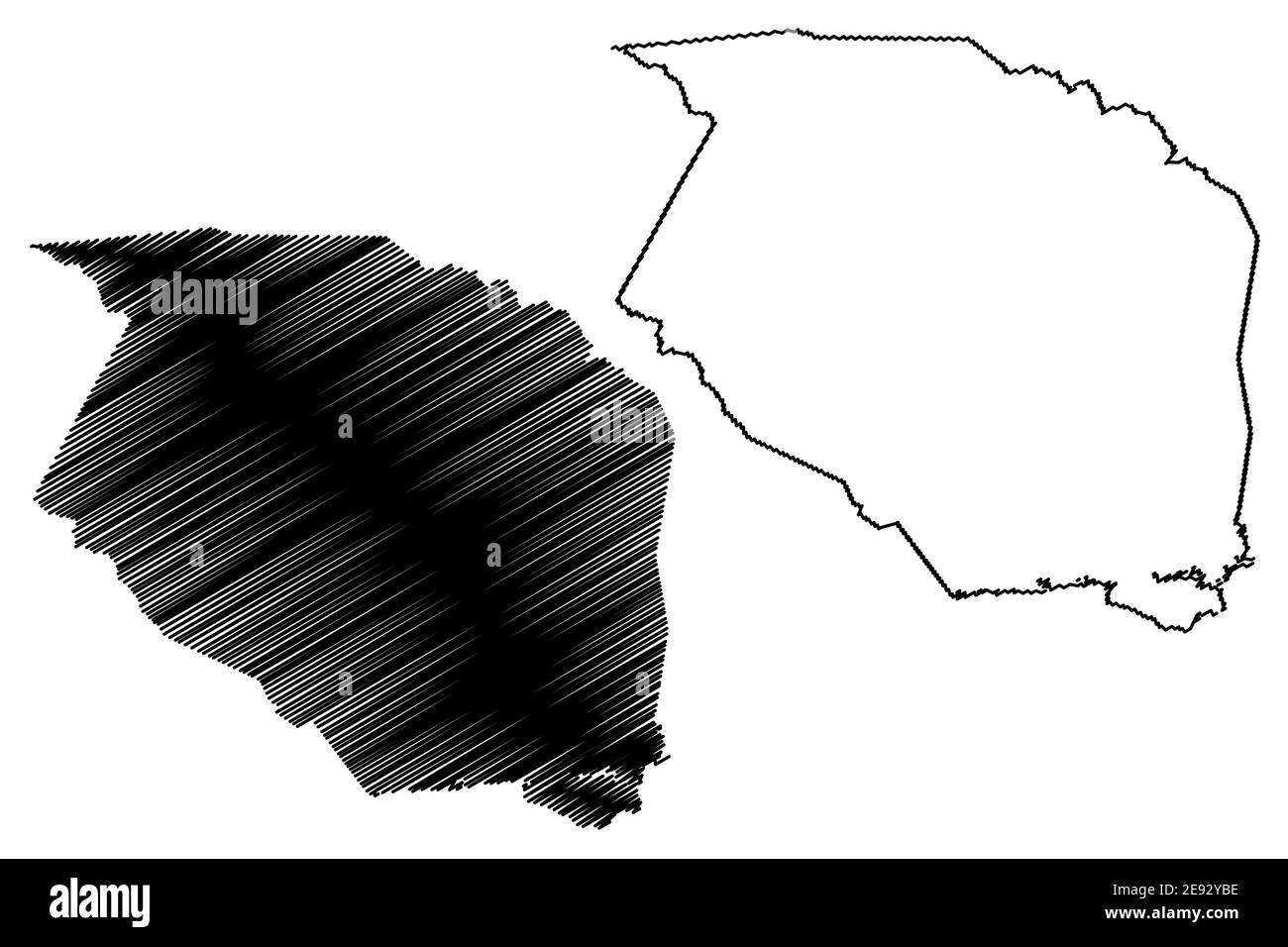 Caldwell County, North Carolina state (Stati Uniti, Stati Uniti d'America, Stati Uniti, Stati Uniti, Stati Uniti) mappa vettoriale, schizzo scrimolo mappa Caldwell Illustrazione Vettoriale