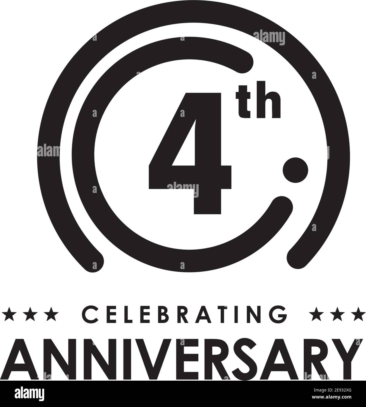 modello vettoriale per il design del logo del 4° anniversario Illustrazione Vettoriale