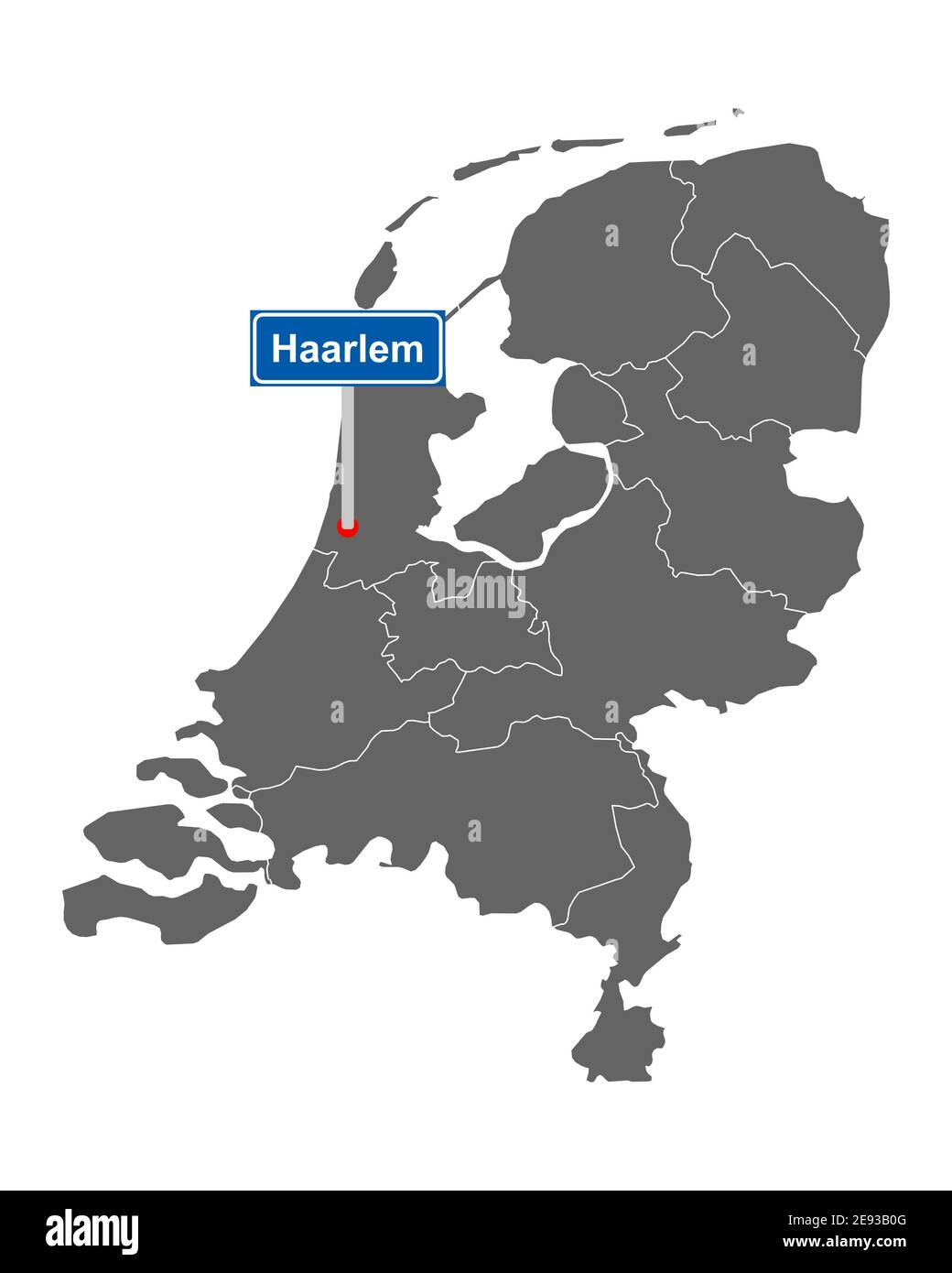 Mappa dei Paesi Bassi con cartello stradale Haarlem Foto Stock