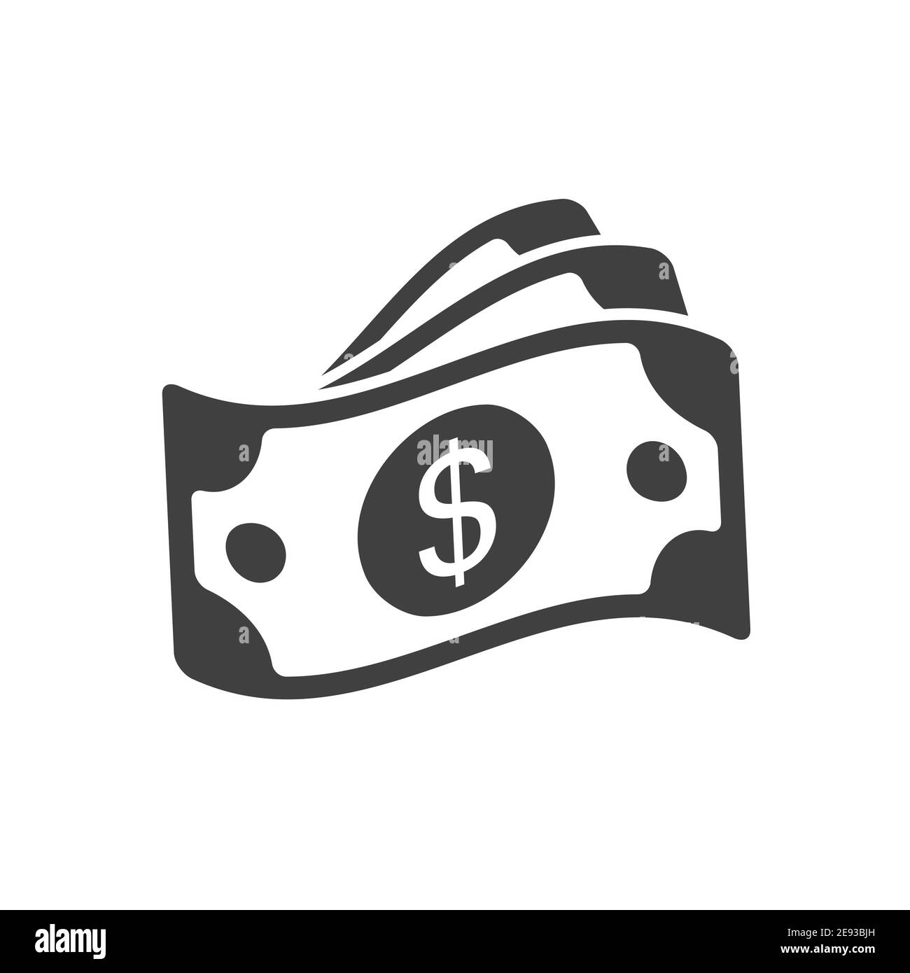Icona del dollaro in contanti. Simbolo valuta. Silhouette nera in stile piatto. Illustrazione vettoriale isolata su sfondo bianco. Illustrazione Vettoriale