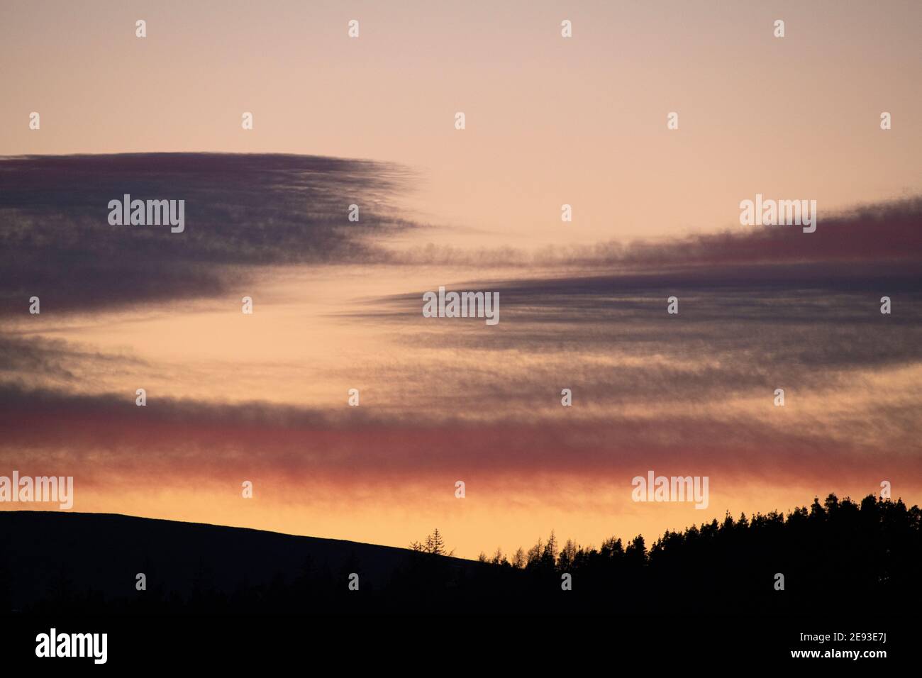 Tramonto sulle colline, Scozia Foto Stock