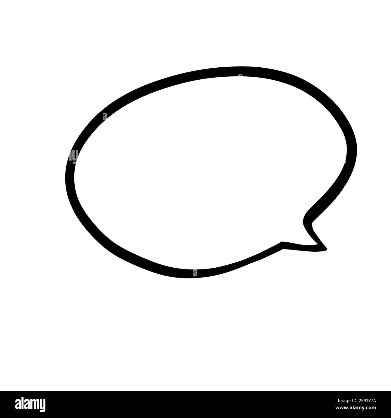 Bolla del parlato disegno a mano dello schizzo e dell'icona su un sfondo bianco isolato Foto Stock