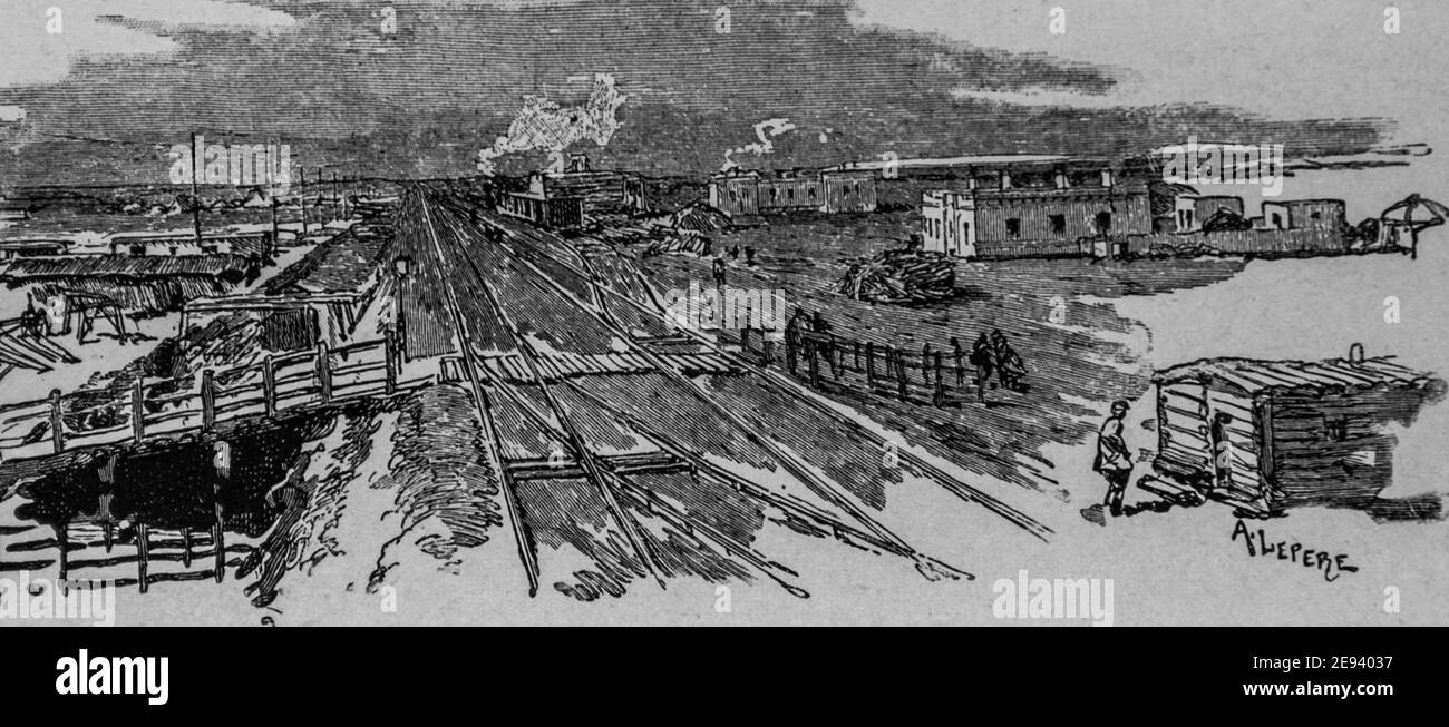 chemin de fer transcapien, les grands travaux du siecle par dumont, edizione hachette 1895 Foto Stock