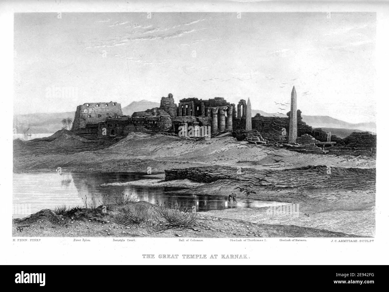 Il Grande Tempio di Karnak [complesso del Tempio di Karnak, Luxor, Egitto] incisione in acciaio di 'Palestina pittoresca, Sinai ed Egitto' di Wilson, Charles William, Sir, 1836-1905; Lane-Poole, Stanley, 1854-1931 Volume 4. Pubblicato nel 1884 da J. S. Virtue and Co, Londra Foto Stock