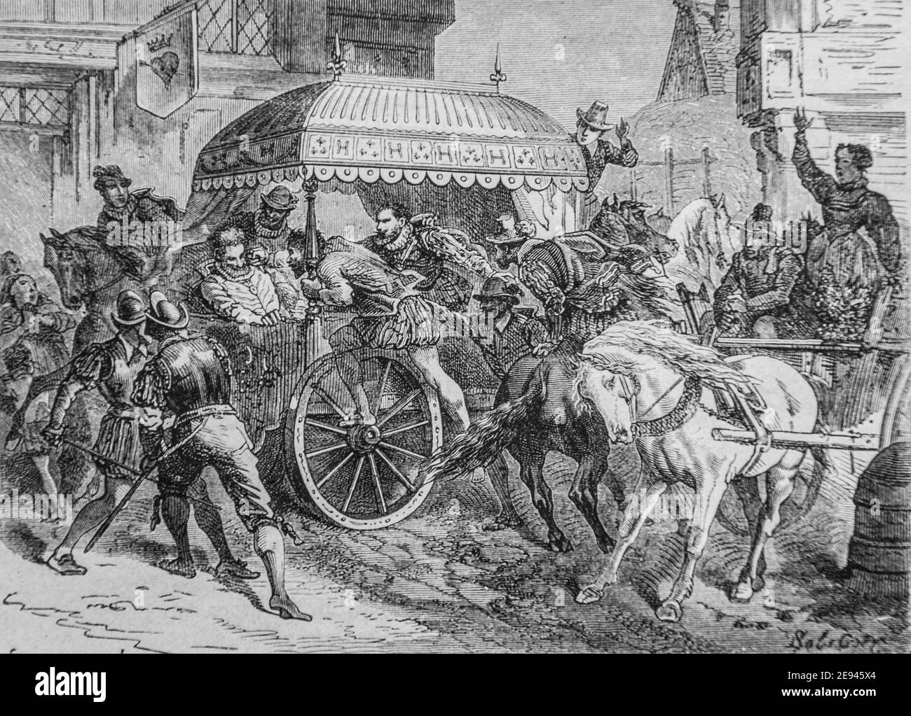 Assassinat d'henri IV1500-1600, histoire populaire de france par henri martin, editeur furne 1860 Foto Stock