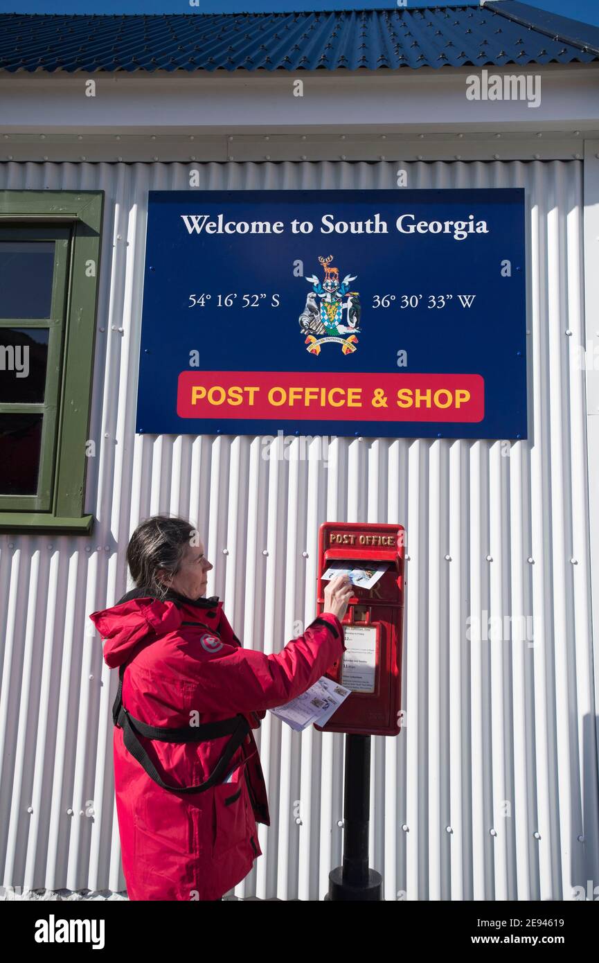 L'ufficio postale di Grytviken sull'isola della Georgia del Sud, Antartide Foto Stock