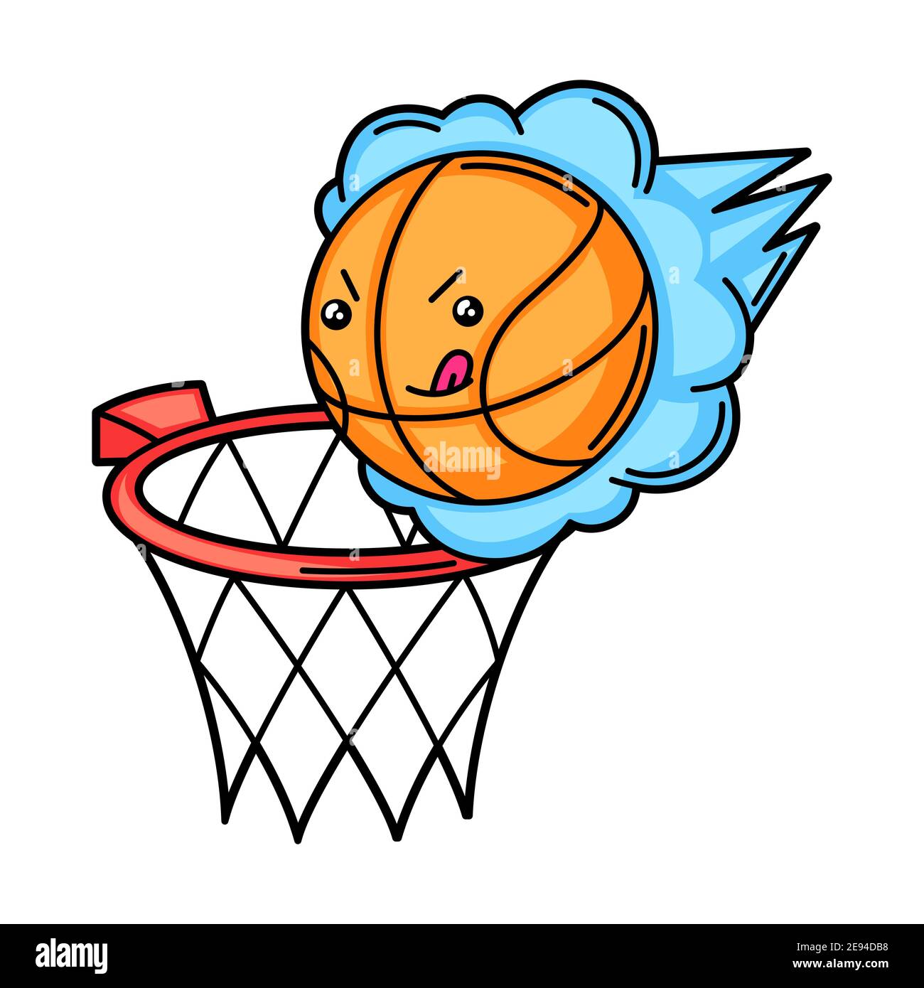 Kawaii illustrazione di basket basket basket basket e palla. Illustrazione Vettoriale