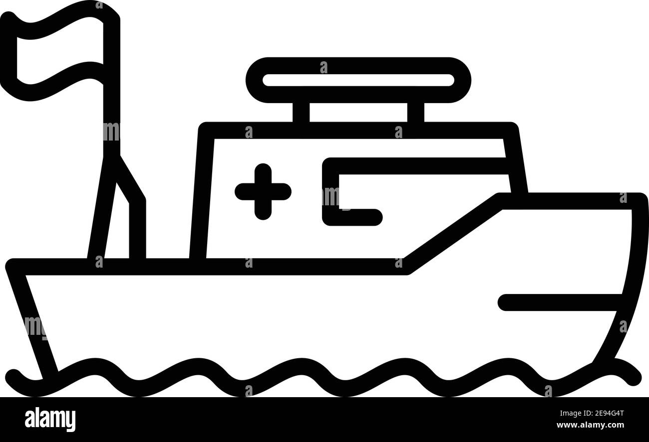 Icona della barca di soccorso in caso di incidente. Profilo incidente barca di salvataggio icona vettore per web design isolato su sfondo bianco Illustrazione Vettoriale
