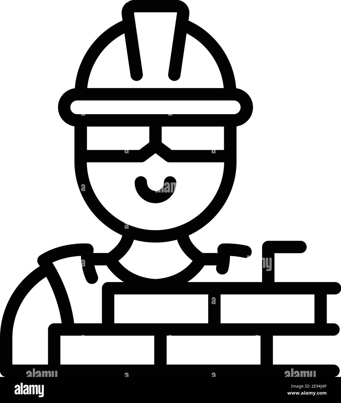 Icona del mattone del costruttore. Icona vettoriale brick costruttore di contorni per il web design isolato su sfondo bianco Illustrazione Vettoriale
