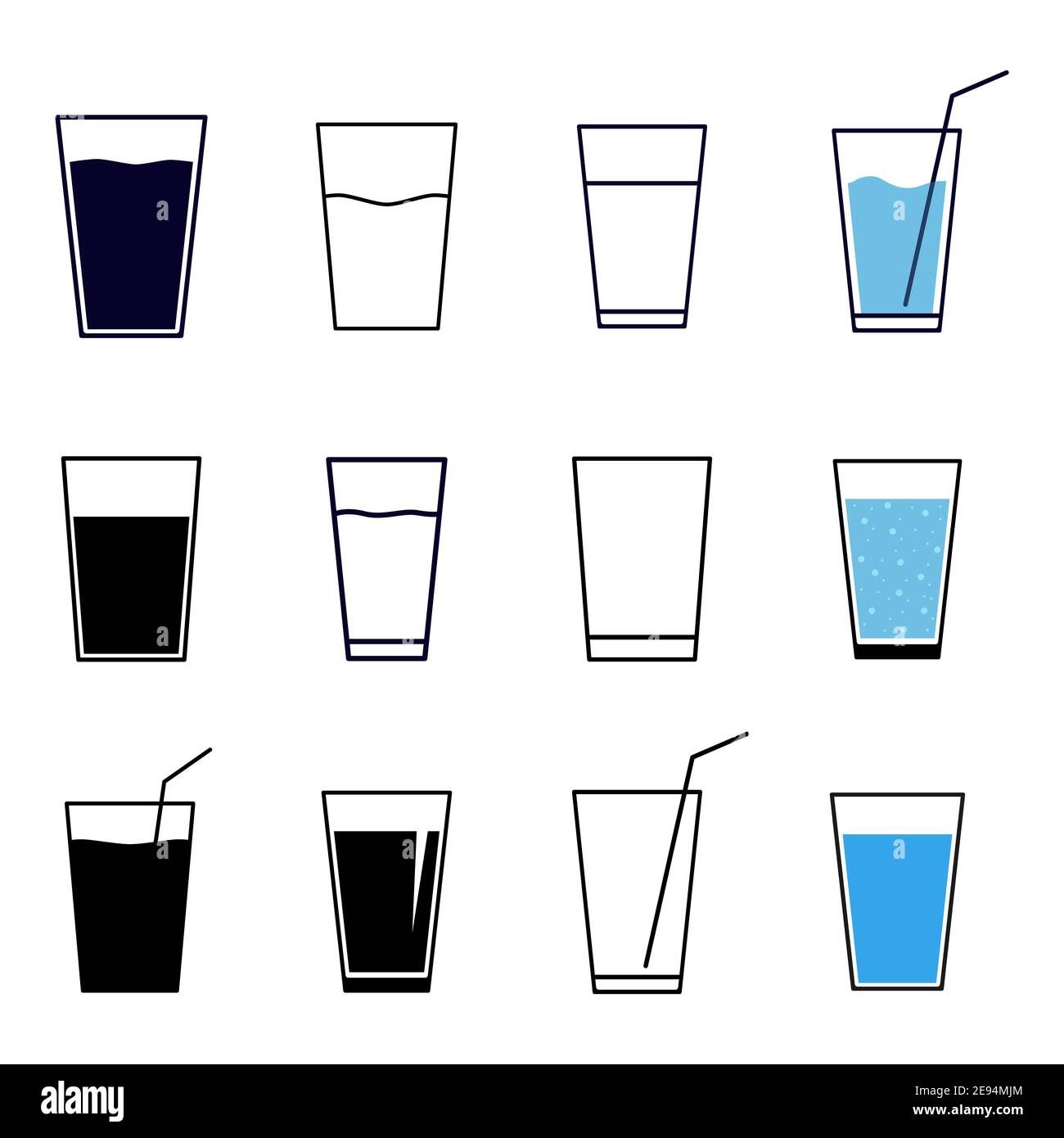 Collezione di vetro. Set di bicchieri Vector. Isolato su bianco Illustrazione Vettoriale