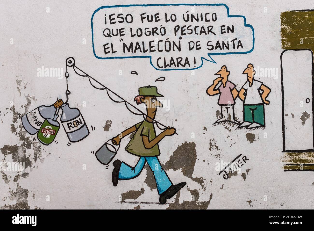 Umorismo cubano dipinto nelle pareti di 'Melaito' che è una pubblicazione settimanale locale di umorismo. Il tema è 'l'indisciplina sociale' Foto Stock